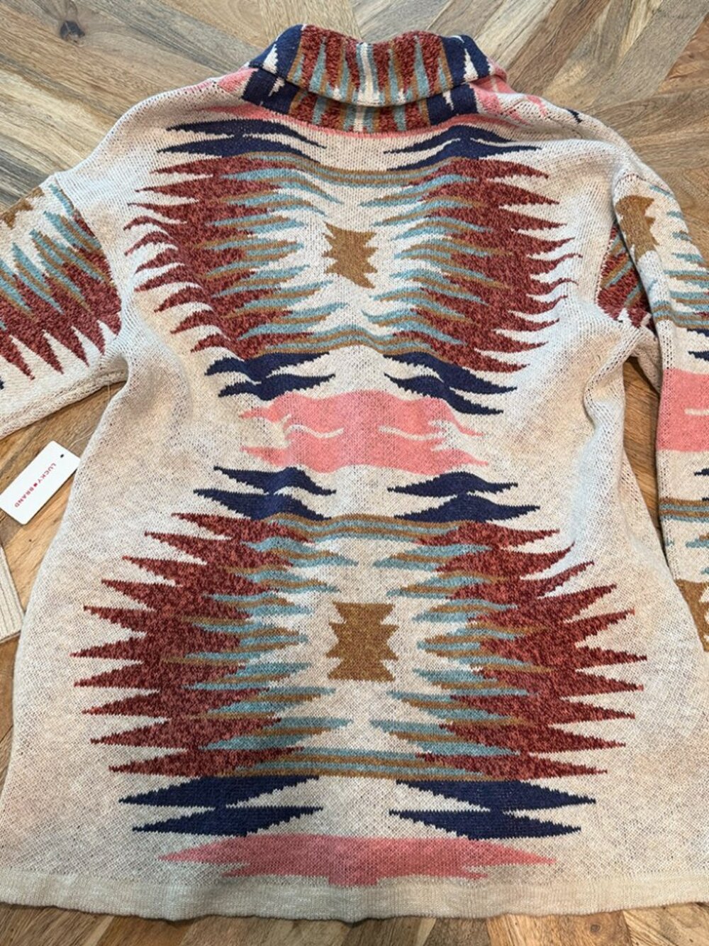 NWT Lucky Brand Southwestern Cardigan • XL • Cotton Knit • Boho Aztec Print - Picture 4 of 5